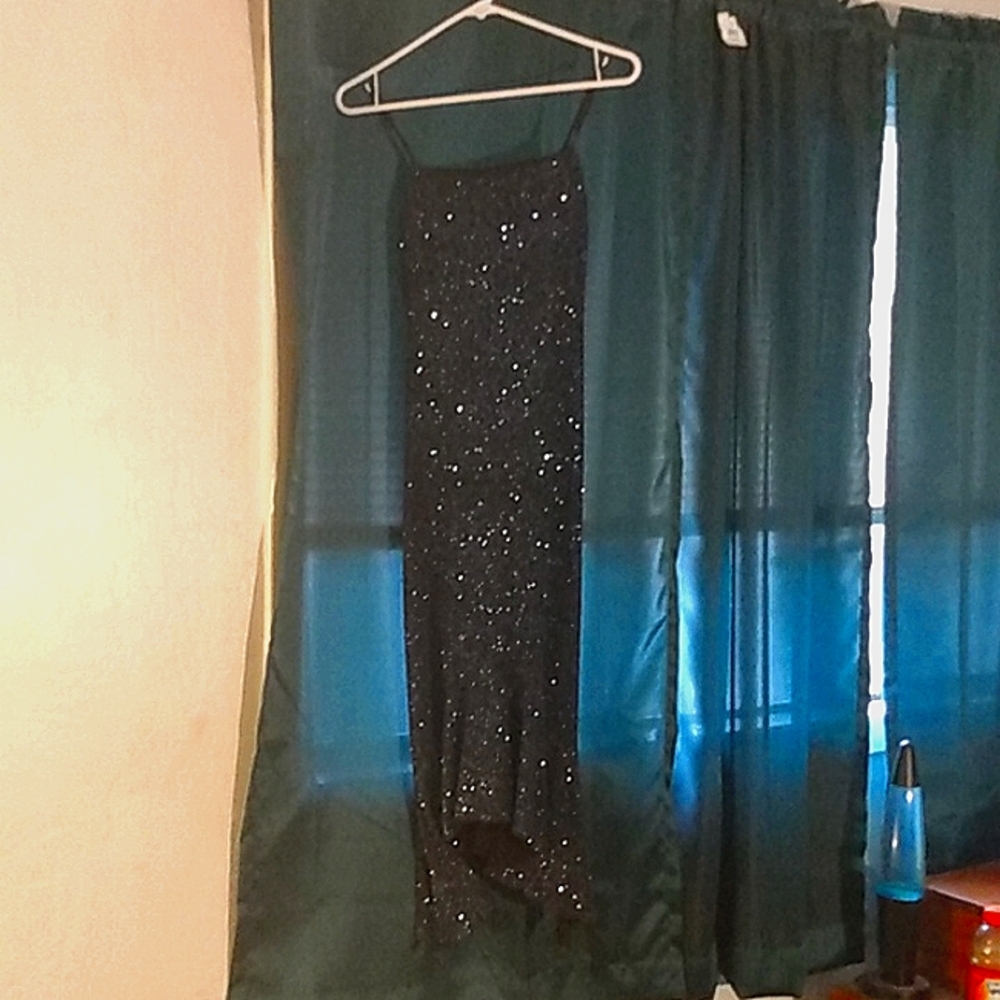 Jodi Kristopher navy blue full sequin dress size small. Vintage. Nwot